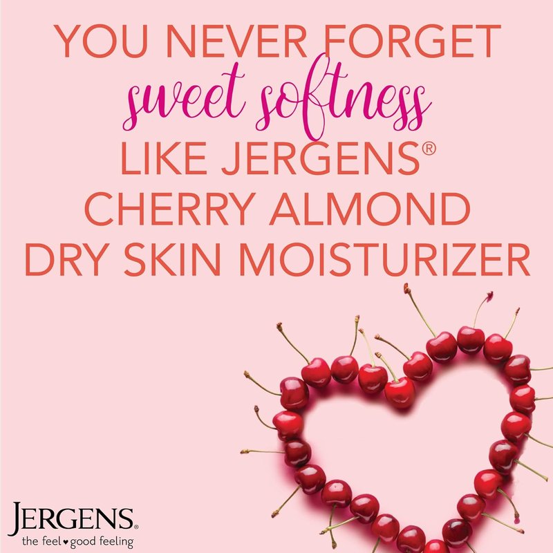 Jergens Hand and Body Lotion - Cherry Almond, Fast Absorbing Moisturizer with Vitamins E, C & B5 | 3 Oz (Pack of 8)