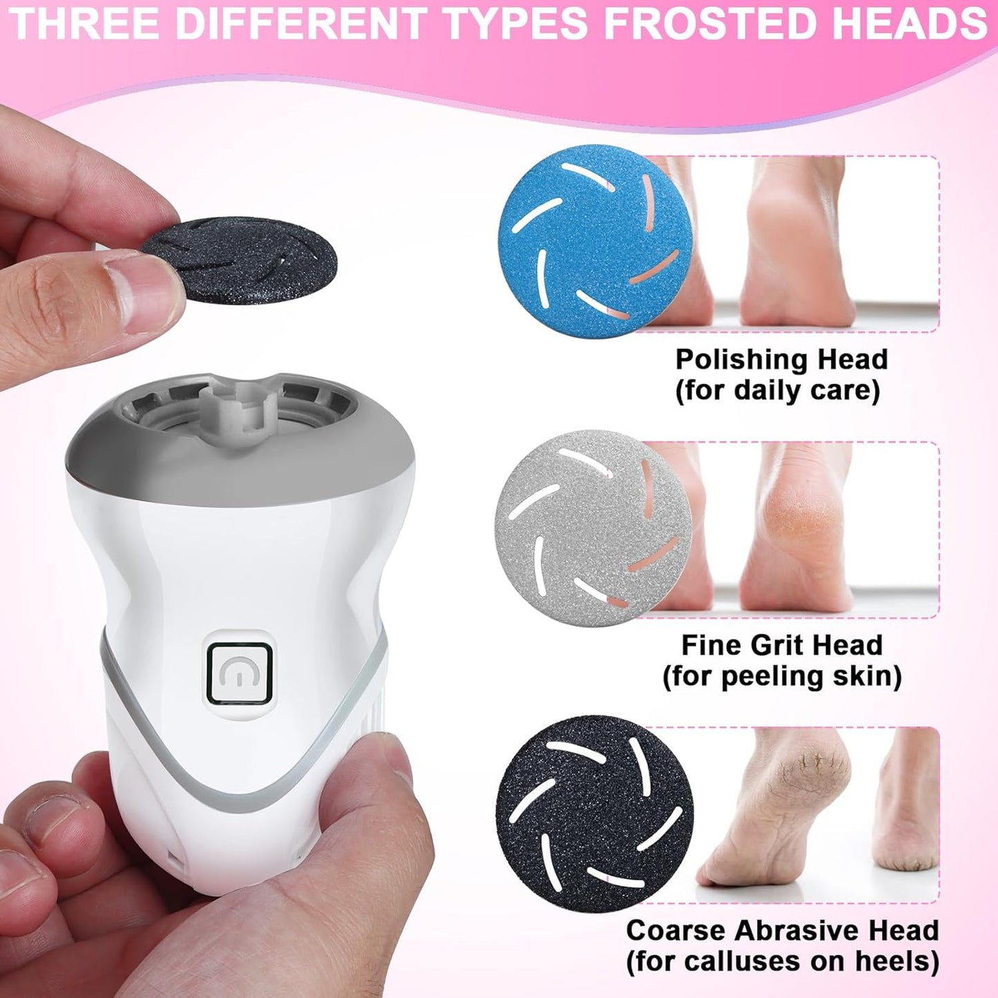 Electric Foot Callus Remover - Rechargeable Pedicure Tool with 2 Speeds & 6 Grinding Heads | Portable Foot File for Cracked Heels