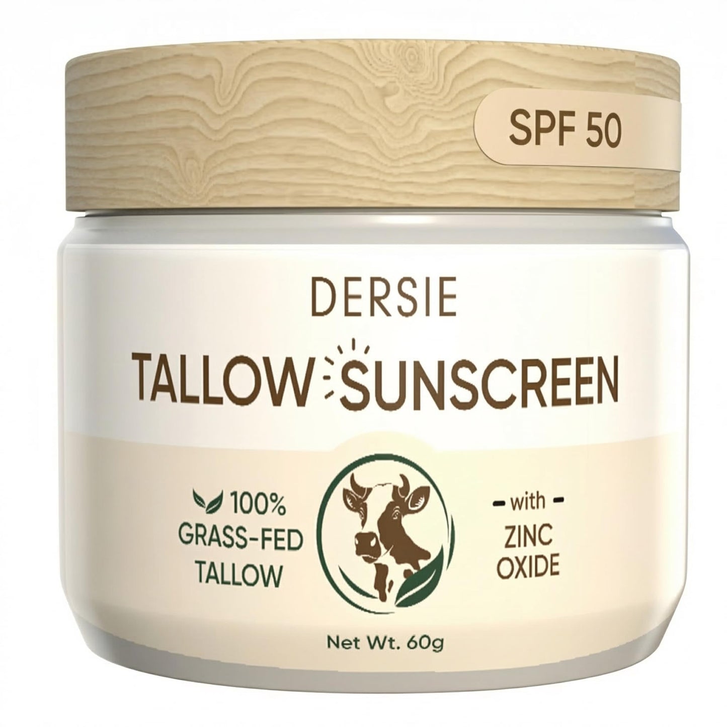 Dersie Tallow Sunscreen SPF 50 – Mineral UV Defense with Non-Nano Zinc Oxide – Face & Body Sun Protection for Adults & Kids – 100% Grass-Fed Beef Tallow for Moisture Retention & Skin Comfort (2.1 oz)