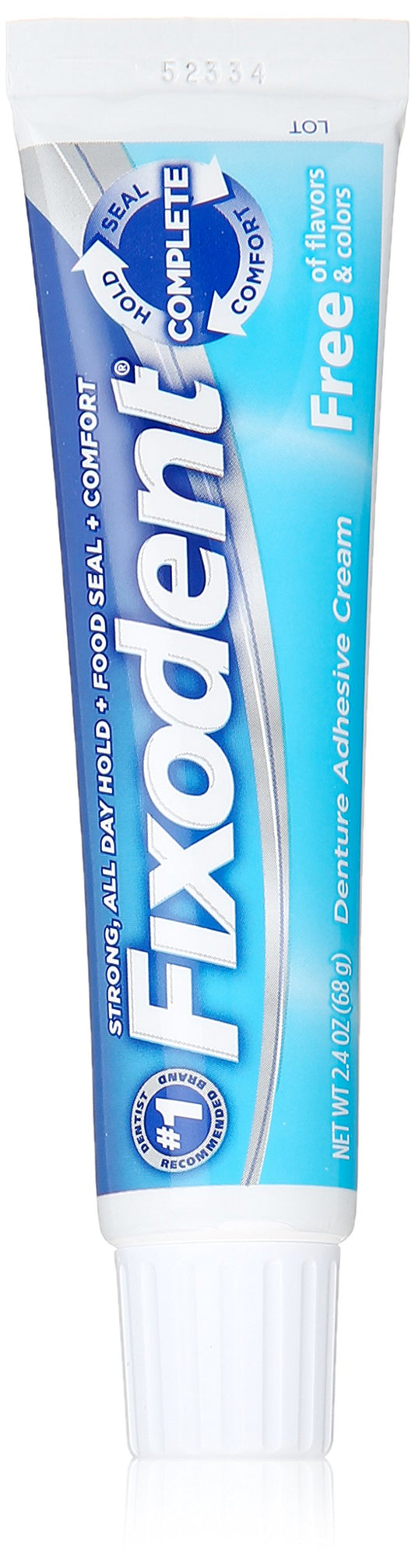 Fixodent Complete Free Denture Adhesive Cream 2.4 Oz (Pack of 6)