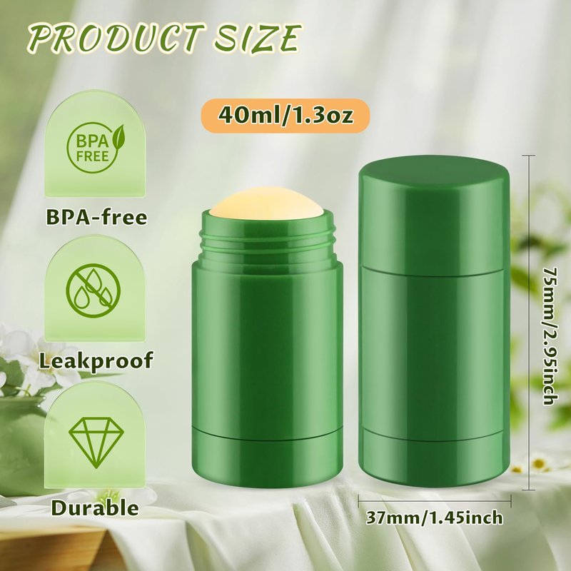 glasstore 24 Pack 40ml/1.3oz Empty Deodorant Containers Twist-Up Refillable Deodorant Tubes Plastic Deodorant Bottles Bottom-fill Lip Balm Tubes For DIY Homemade Deodorant Aromatherapy Balm (green)