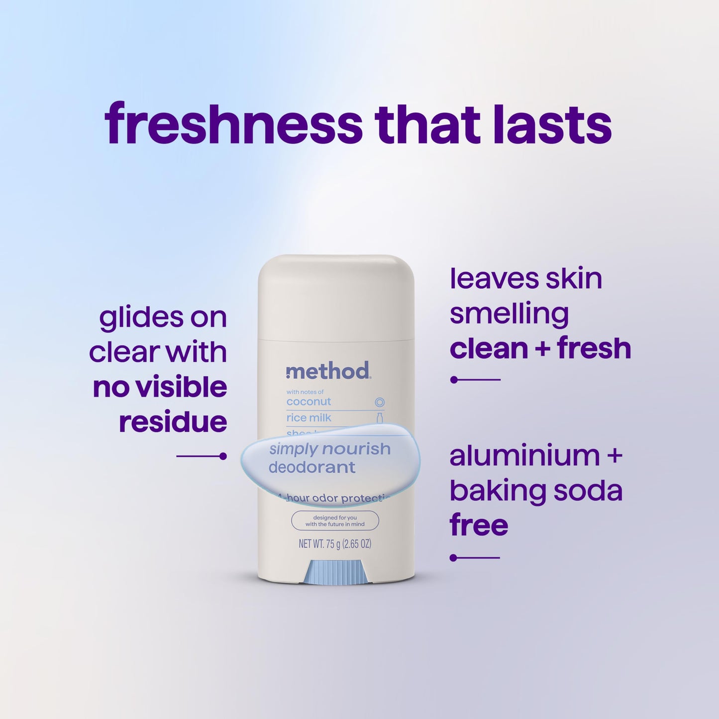 method Deodorant Stick, Simply Nourish, 24-Hour Odor Protection, 2.65 oz