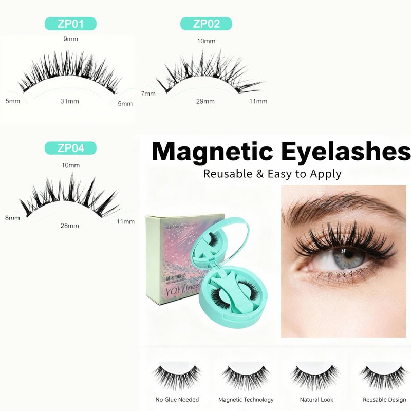 YOYfinee Magnetic Eyelashes with Applicator, Reusable Comfortable Magnetic Eyelashes, No Glue No Eyeliner Needed, Soft Magnets False Eyelashes, Easy to Wear(Z4)