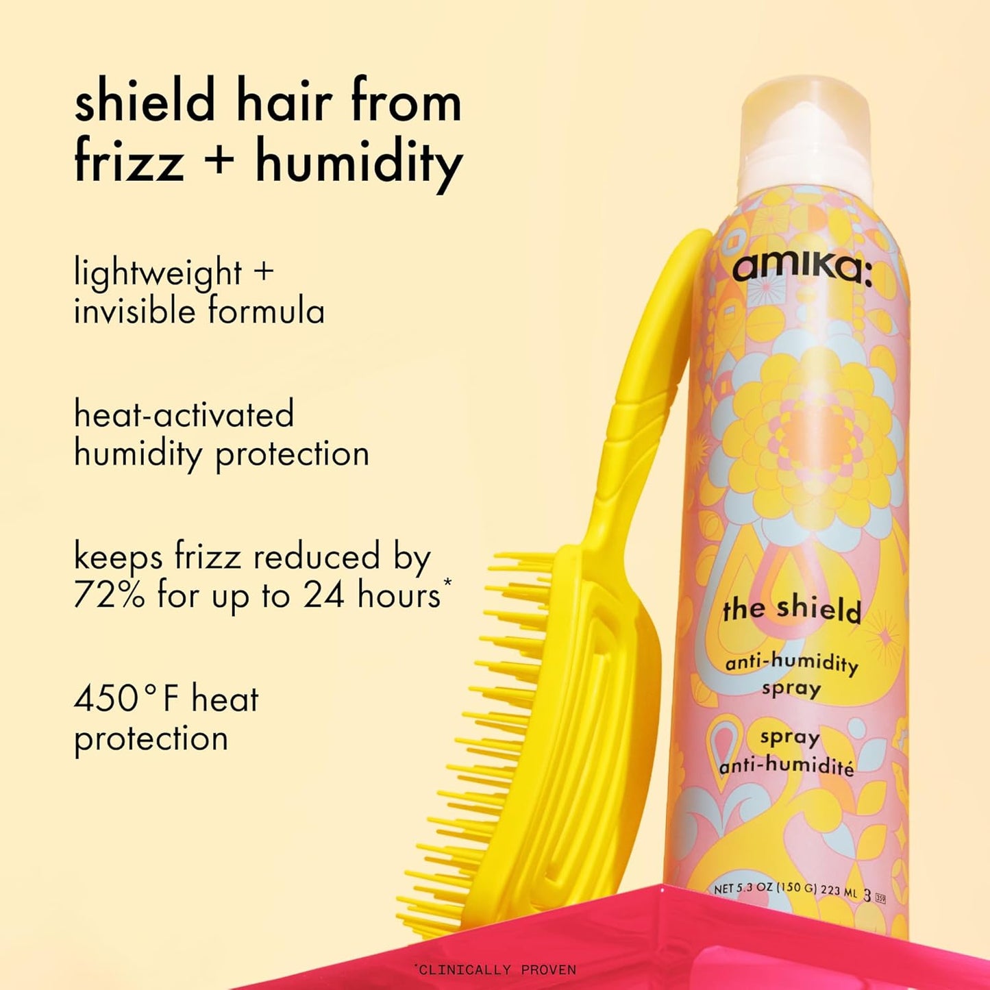 Amika The Shield Anti-Humidity Spray - Lightweight Heat Protection with UV Filters for Smooth, Frizz-Free Hair