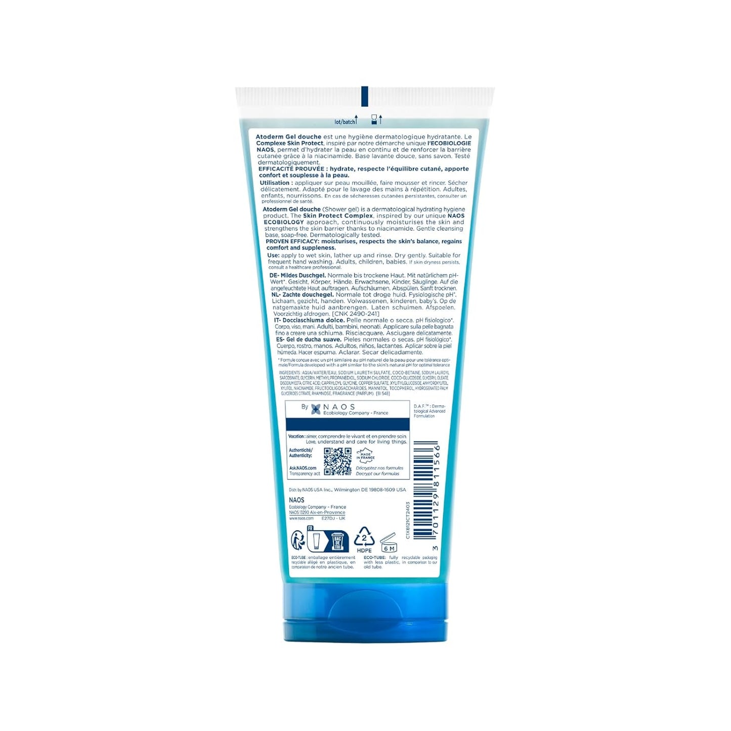 Bioderma Atoderm Hydrating Shower Gel - Moisturizing Body & Face Cleanser for Sensitive Skin | 16.7 Fl Oz