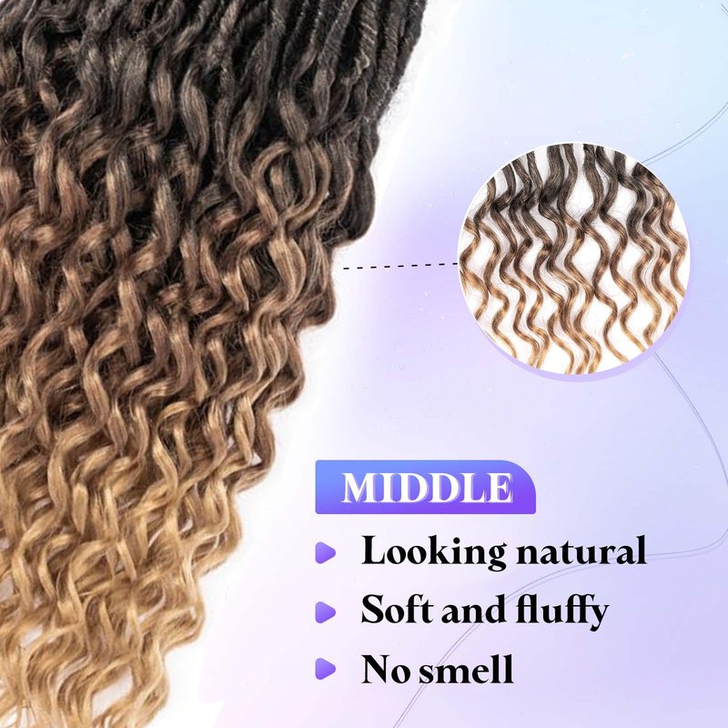 DoeSeor 18 Inch Goddess Locs Crochet Hair 8 Packs New Soft Faux Locs Crochet Braids Deep Wave Pre Looped Hair Extensions for Black Women(3T3027/8PCS/18inch)