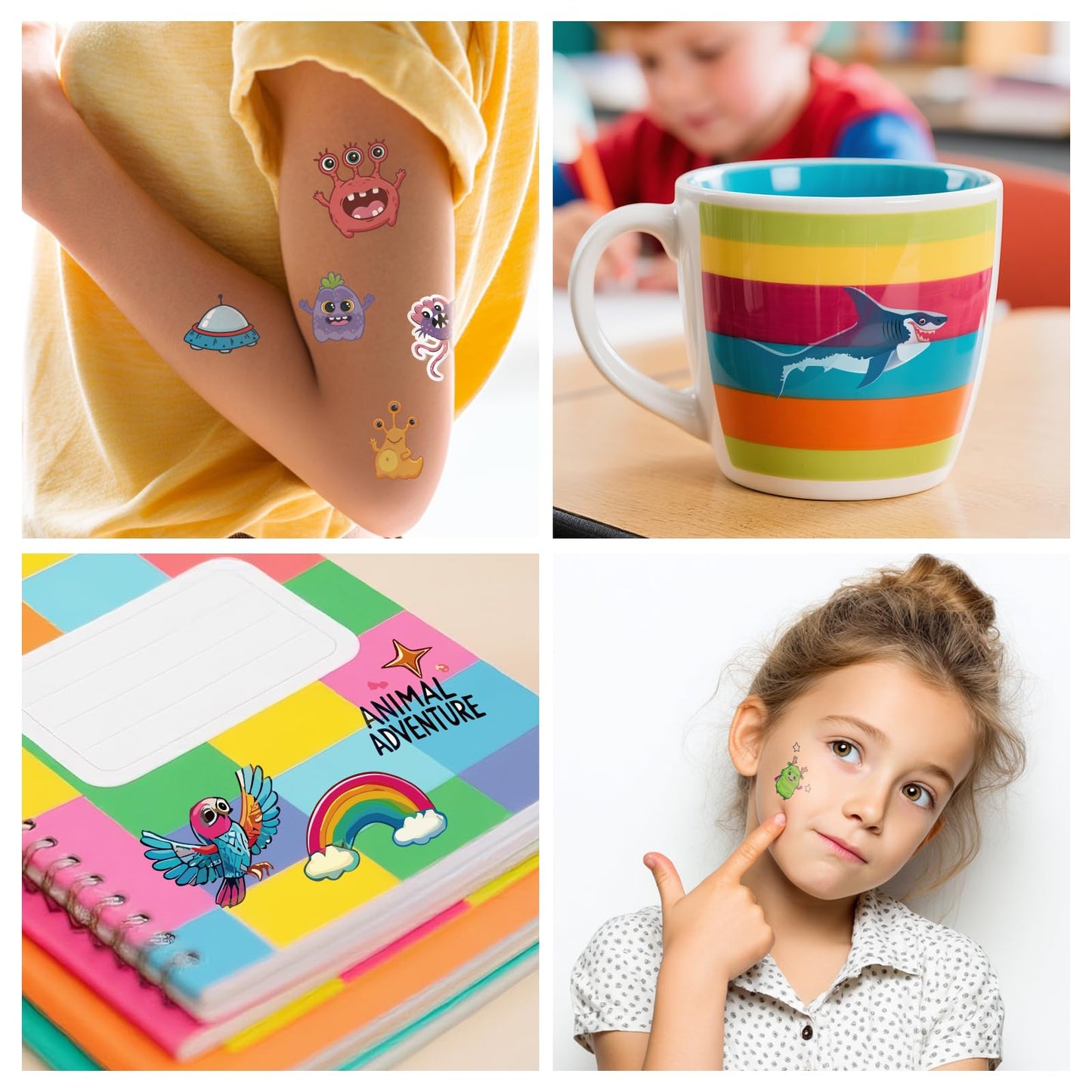 Temporary Tattoos for Kids, 60 Pcs Cool Designs Fake Tattoos for Boys, Safe and Waterproof Temporary Tattoos Stickers, Best Choice for Birthday Parties, Gifts, School Reward Activities