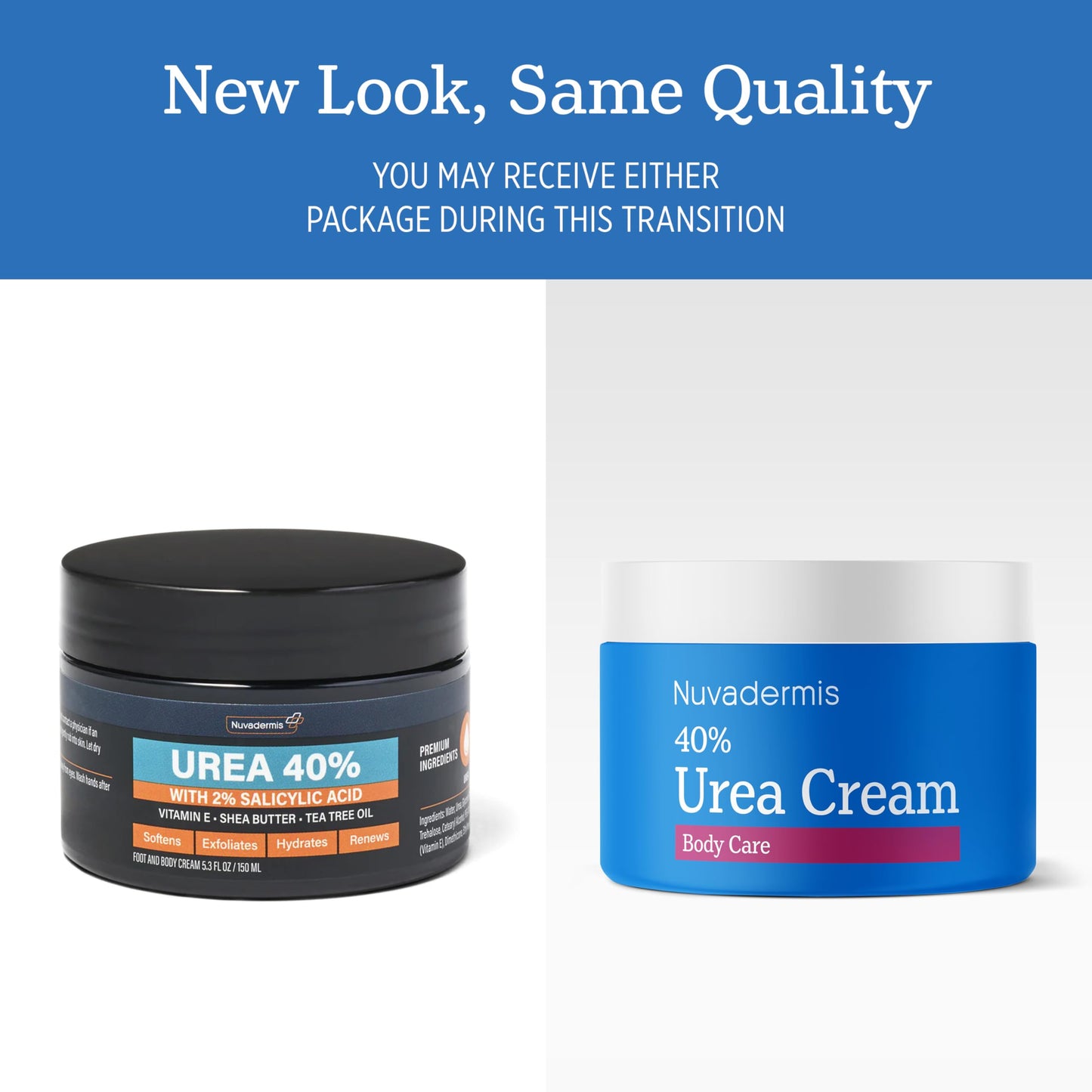 NUVADERMIS 40% Urea Cream - Full Body Moisturizing Cream for Extremely Dry Skin - Maximum Strength Urea Cream with 40 Percent Urea for Feet, Hands, Elbows & Body - Urea + Salicylic Acid – 5.3 fl oz