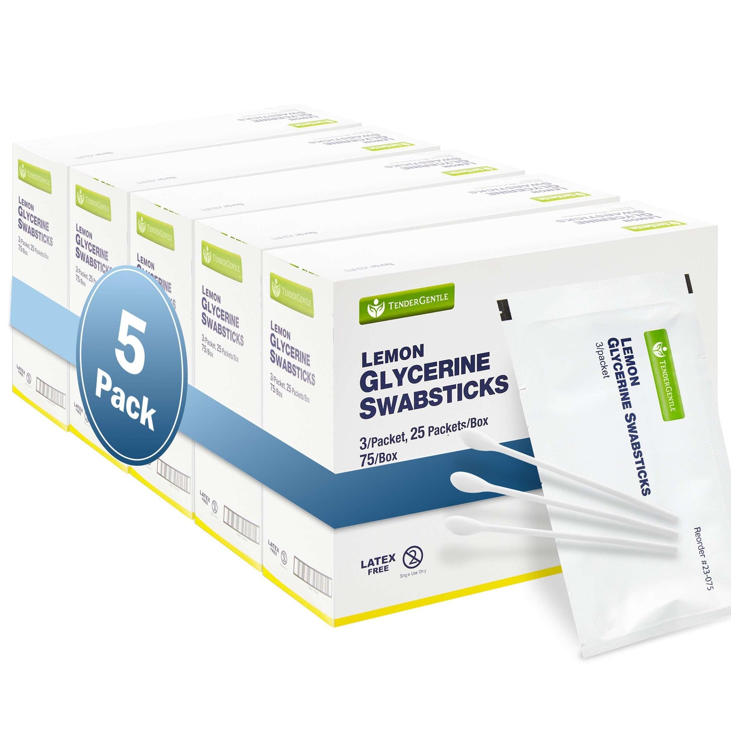 Lemon Mouth Swabs for Hospice Patients - 5 Pack of 375 Lemon Glycerin Oral Swabs for the Elderly - Refreshes and Moistens the Mouth, Teeth, and Gums