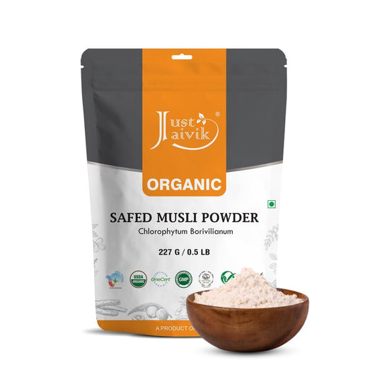 100% Organic Safed Musli Powder - Chlorphytum Borivillianum 227 GMS / 1/2 LB Pound / 08 Oz - Processed in FDA Registered Facility (A 100% Natural Health Supplement)