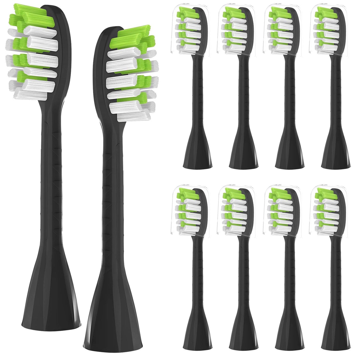 Toothbrush Replacement Heads Compatible with Philips One Series Sonicare Toothbrush HY1200/06 BD1003/AZ, Soft Bristles, Black, Pack of 10