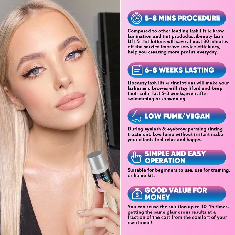 Libeauty Lash Lift and Color Kit Brow Lamination Kit with Color Diy Eyelash Perm Kit Curling Voluminous Coloring Eyebrow Easy To Use At Home & Salon