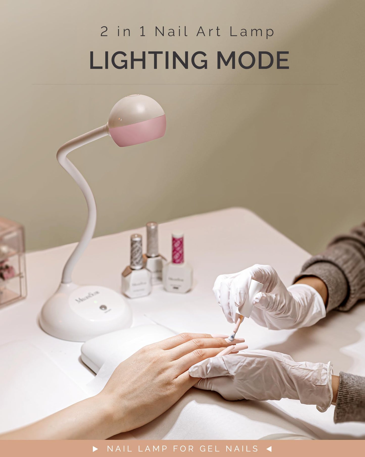 MelodySusie Gooseneck Cordless UV Nail Lamp with Adjustable Light Angle, S-Pro09M 2-in-1 Rechargeable Fast Curing Nail Dryer Cures All Gels, Especially Rhinestone Glue & Liner Gel Polish