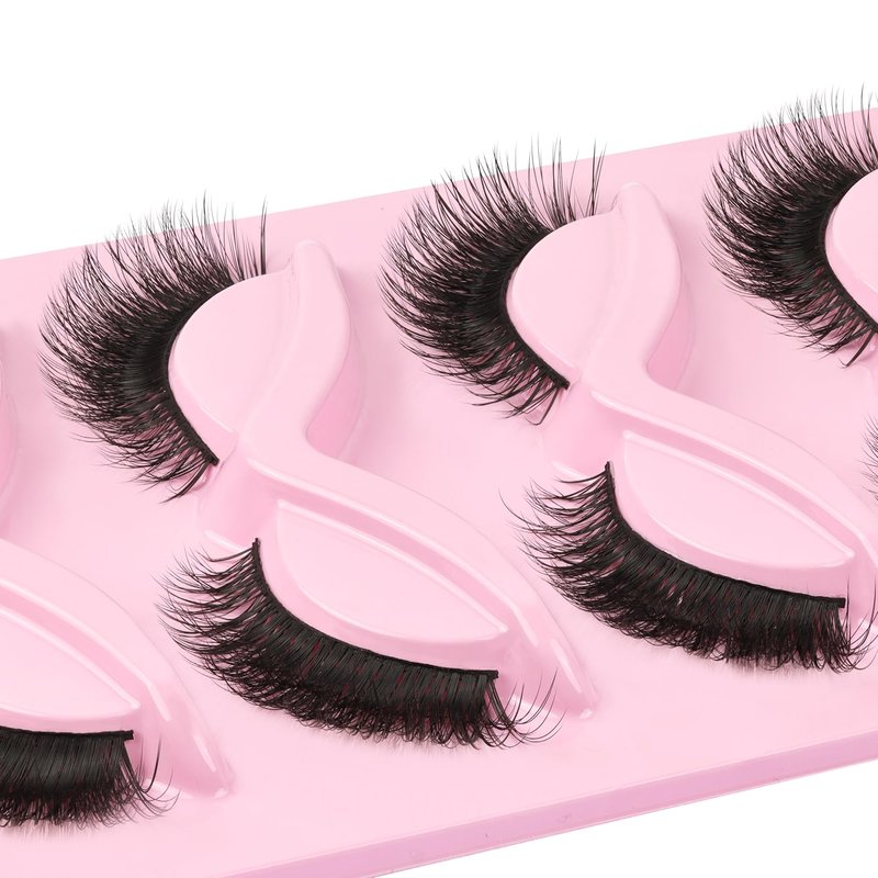 Veleasha Cat Eye Lashes Natural Look Fox False Eyelashes Gorgeous Wispy & Lightweight Faux Mink Lashes for Doll Eye Makeup 5 Pairs Pack (Charming)