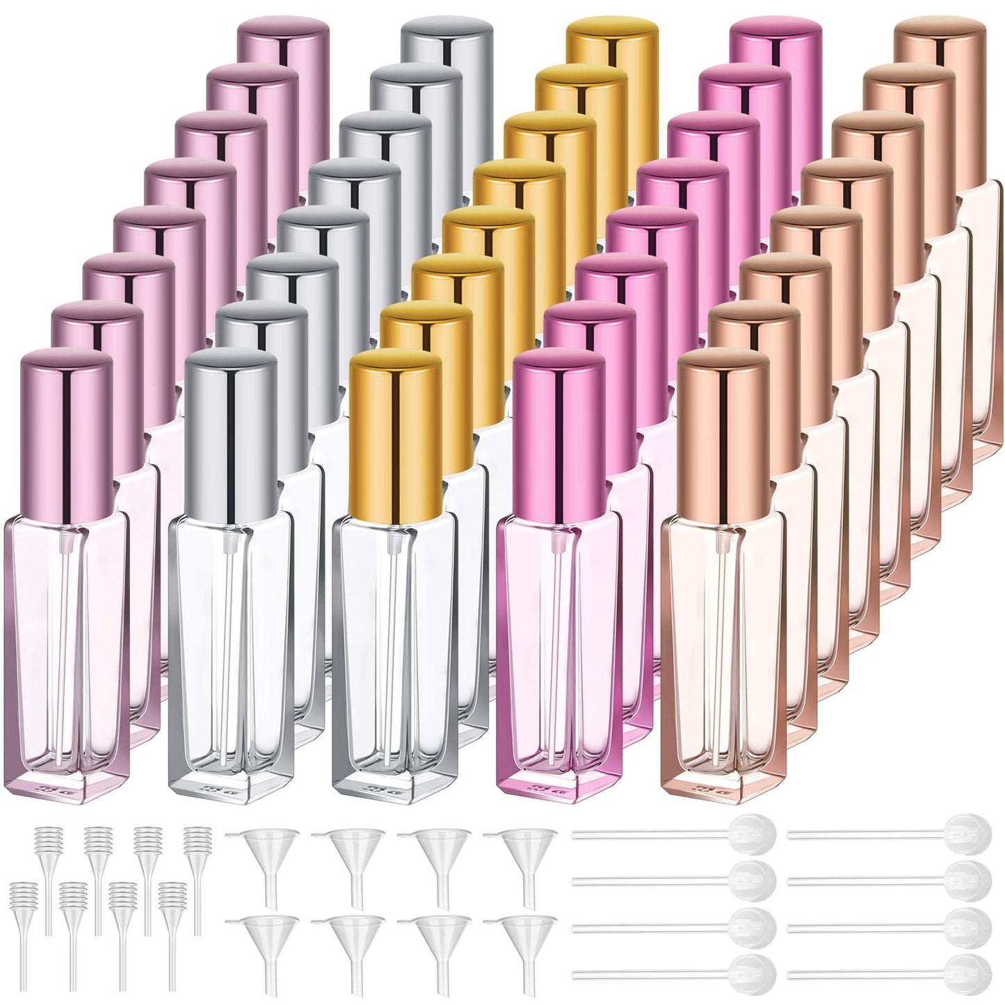 Singhoow 40 Pcs 10ml Perfume Travel Refillable, Mini Cologne Perfume Bottles Empty, Portable Sprayer for Travel Size Spray Bottle Pocket Glass Spray Bottles Toiletries Sample Dispenser