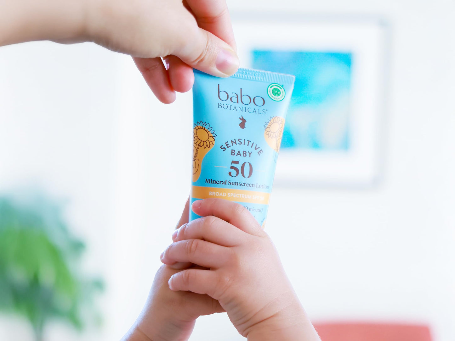 Babo Botanicals Sensitive Baby Mineral Sunscreen Lotion SPF50 Natural Zinc Oxide Face & Body Fragrance-Free WaterResistant - EWG Verified Vegan Extra Sensitive Skin For Babies & Kids (Pack of 2)