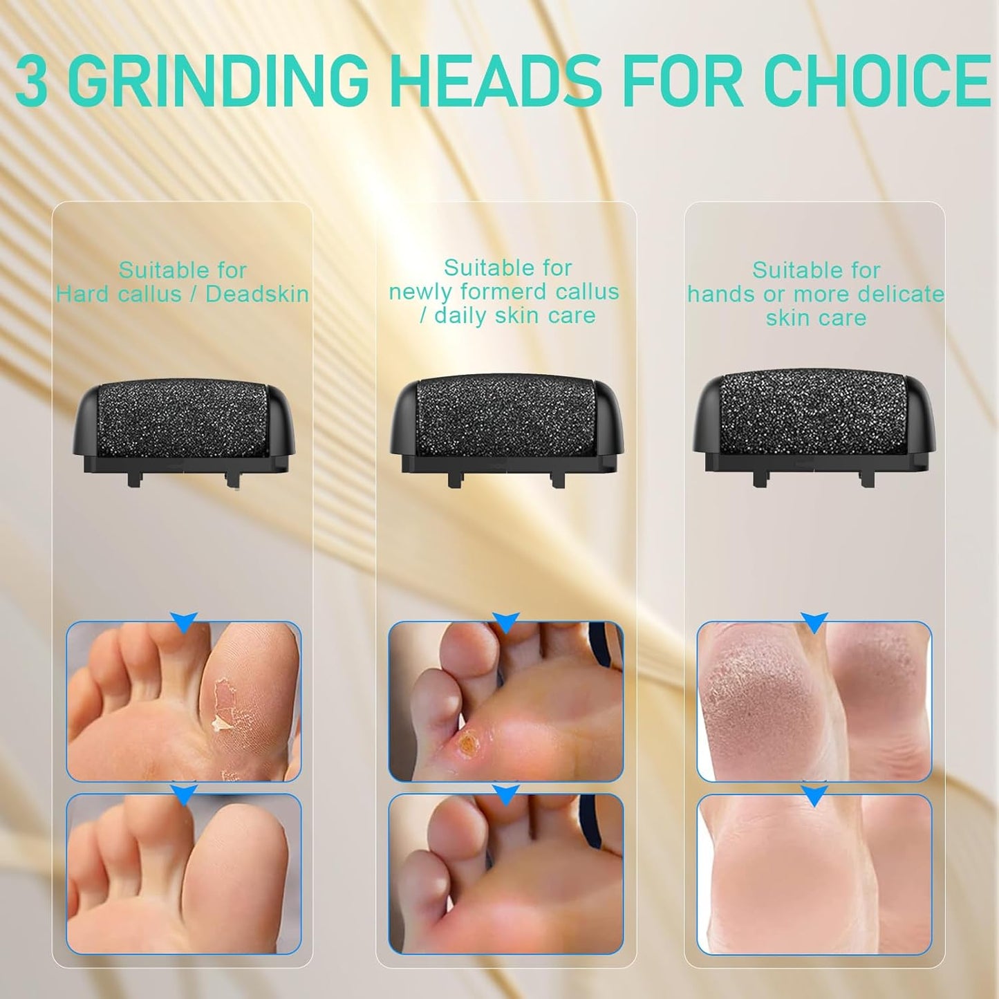 Electric Callus Remover - Rechargeable Waterproof Foot File with Larger Grinding Head | Portable Pedicure Kit - Black