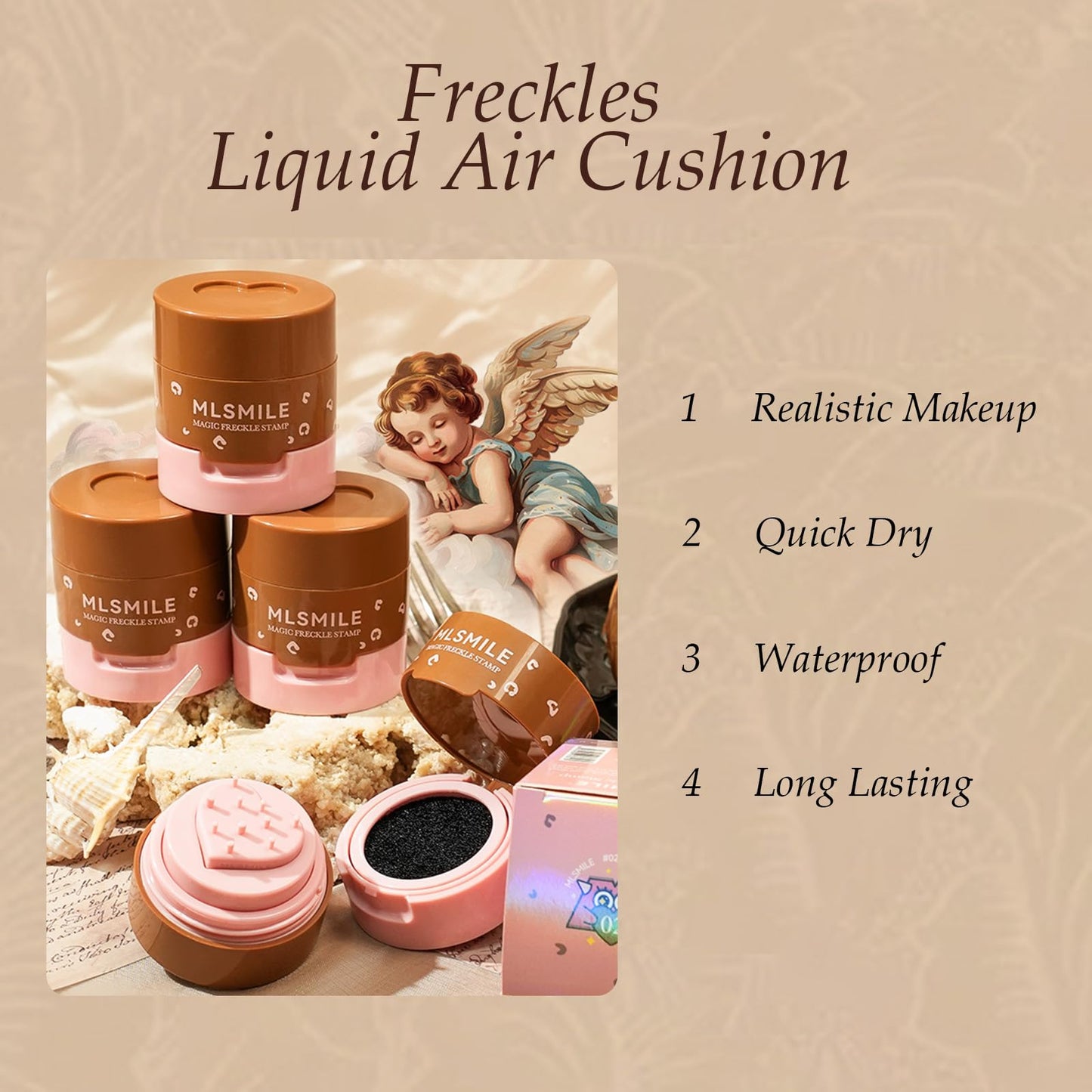 LTIYV Heart-Shaped Freckle Pen with Air Cushion Silicone Pad, Natural-Looking Fake Freckle stamp, Magic Freckle Maker