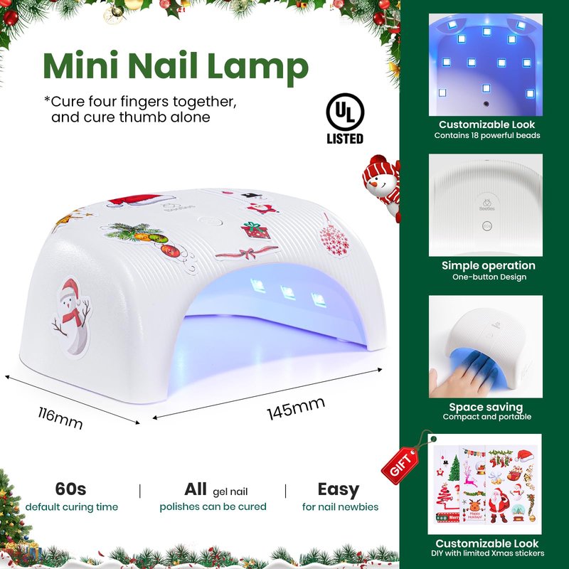 Beetles 80 Pcs Christmas Gel Nail Polish Kit with U V Light - 55 Color Gel Nail Kit Gifts for Women Soak Off Color Enchantment Winter Red Nails Art Home DIY Salon Beginners Manicure Set