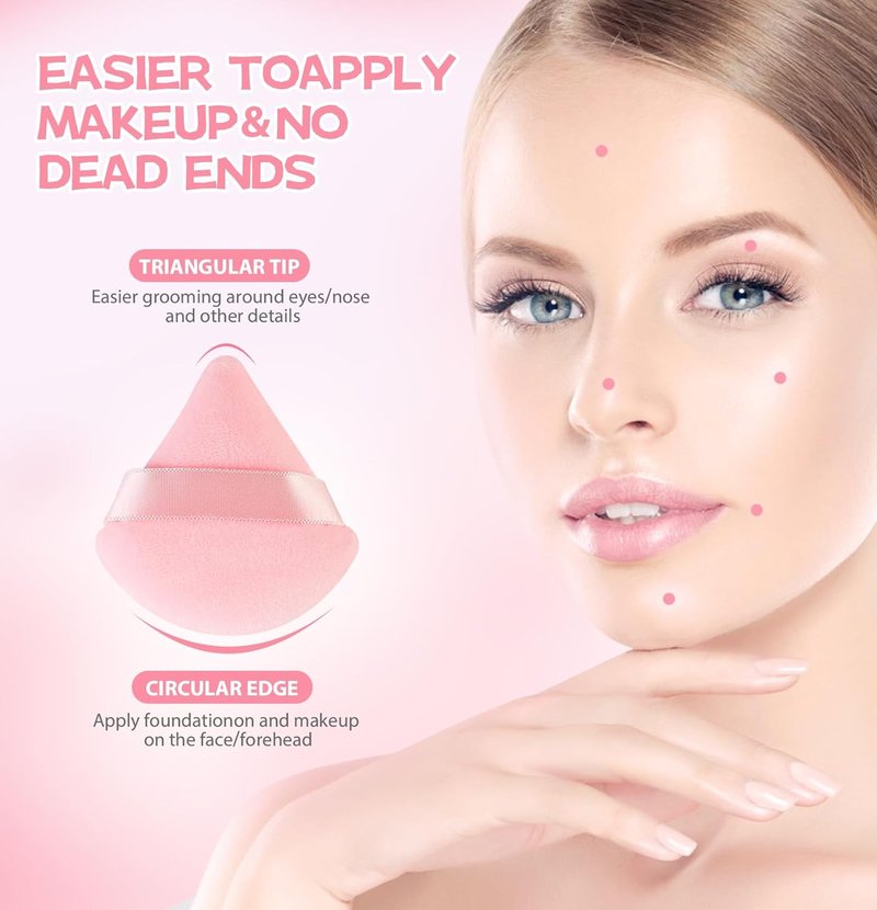 Triangle Makeup Puff Set - Soft Velour Foundation Blenders | 8 Pieces for Flawless Application