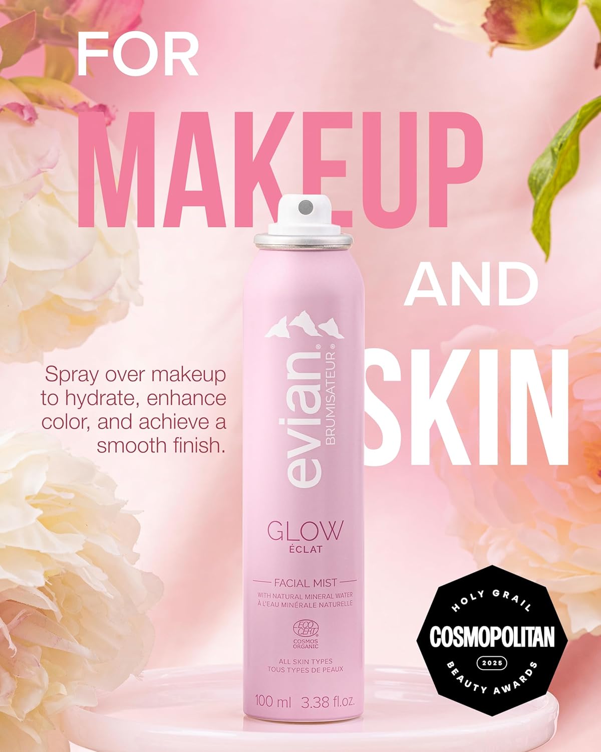 Evian Facial Spray - Hydrating Face Mist with Natural Mineral Water & Plant Extracts | 3.38 oz