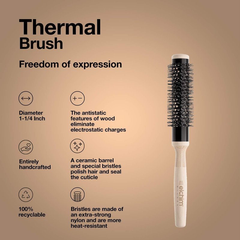 Elchim Wooden Thermal Brush 1 1/4"