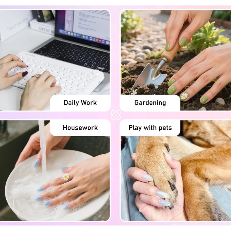 Short Almond Press On Nails - Bright Purple Electroplated Glossy Finish | 24 Nail Kit in 12 Sizes