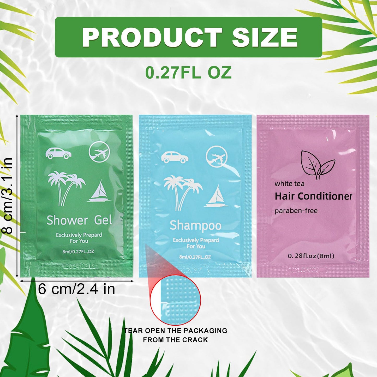 Body Wash Shampoo Conditioner Set Travel 0.28fl Oz,Travel Size Shower Gel Set,Shampoo and Conditioner Travel Bulk,Hotel Supplies Bulk Hygiene Kits for Homeless Guests Hotel (100)