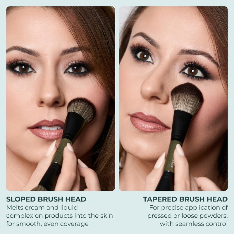 Dual-Ended Foundation Brush - Professional Makeup Brush for Cream, Liquid & Powder | Vegan & Cruelty-Free Fibers