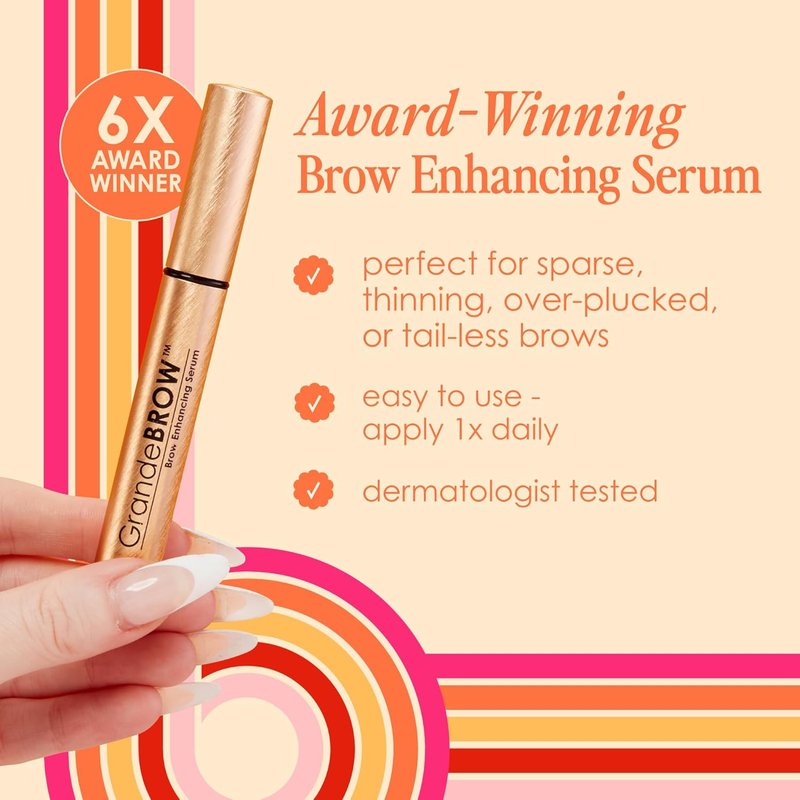 Grande Cosmetics GrandeBROW Brow Enhancing Serum - Fuller, Bolder Eyebrows with Vitamins & Peptides | Cruelty-Free