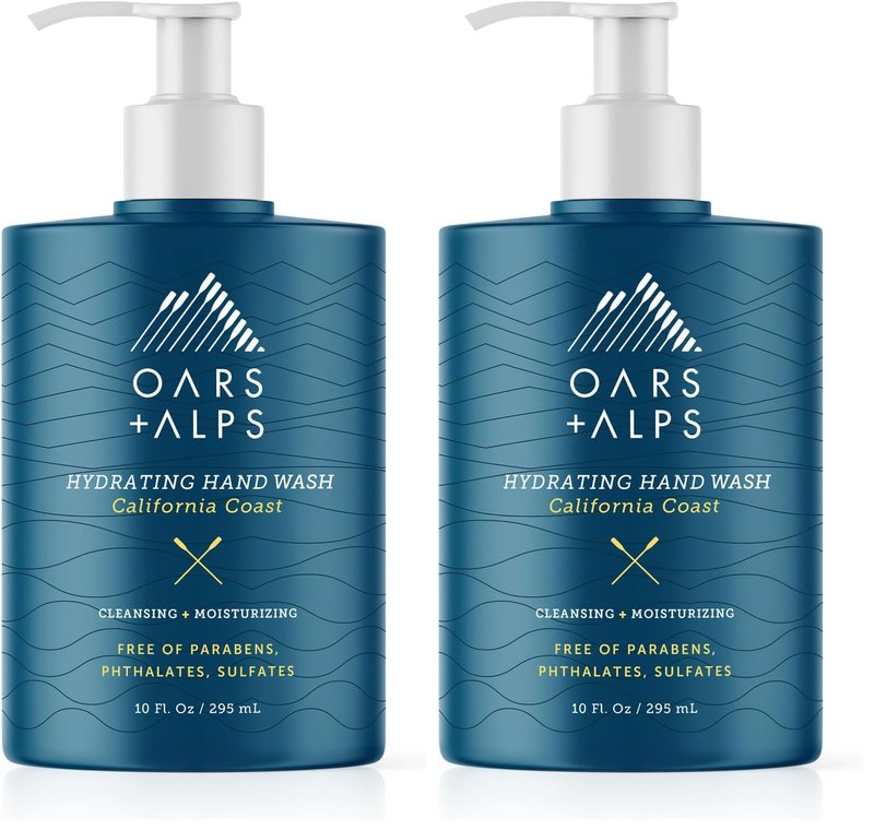 Oars + Alps Hydrating Liquid Hand Soap, Made with Coconut Oil & Aloe Vera to Moisturize Dry Hands, Gentle Hand Wash with Vitamin E, California Coast Scent, 10 Fl. Oz Bottle (Pack of 2)