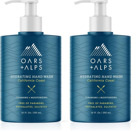 Oars + Alps Hydrating Liquid Hand Soap, Made with Coconut Oil & Aloe Vera to Moisturize Dry Hands, Gentle Hand Wash with Vitamin E, California Coast Scent, 10 Fl. Oz Bottle (Pack of 2)