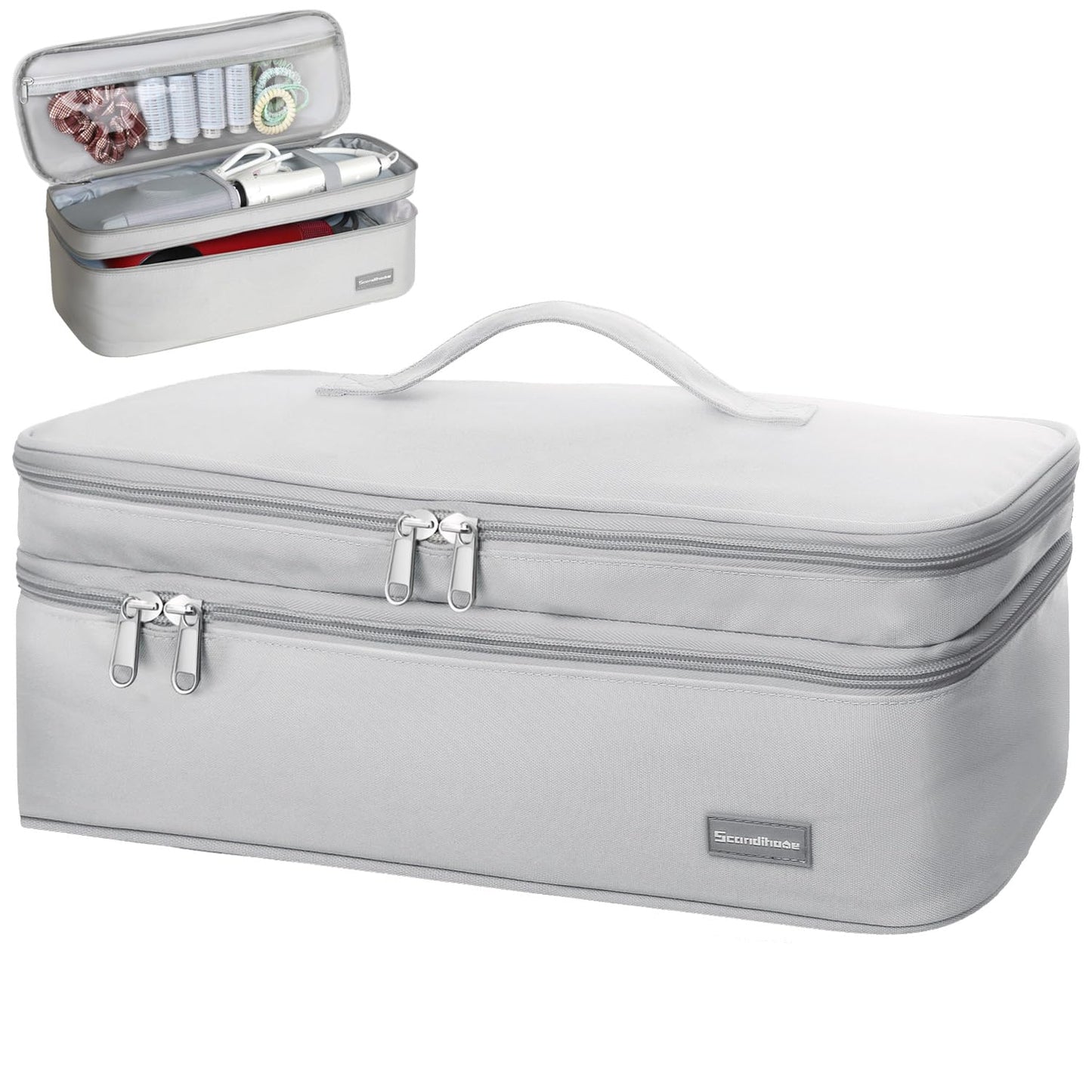 SEPWIK Double-Layer Travel Storage Bag Compatible with Hair Dryer and Attachments, Portable Carrying Case for Hair Dryer Brush/Volumizer/Styler/Hot Tools Scandihome Series