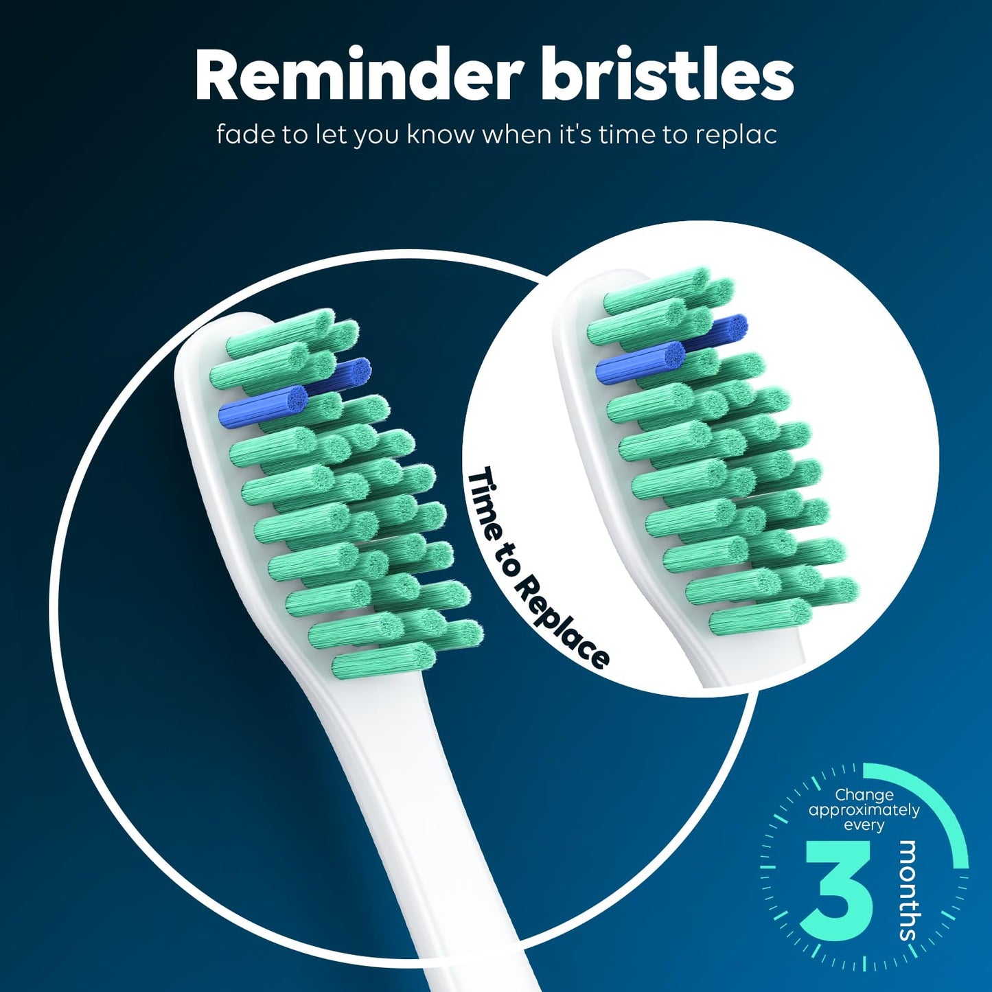 Tonhomki 6 Pack Replacement Brush Heads for Philips Sonicare, Compatible with Sonicare E-Series Essence Advance Elite Xtreme CleanCare, Soft Bristles, Screw-on Toothbrush Head with Blue Indicator