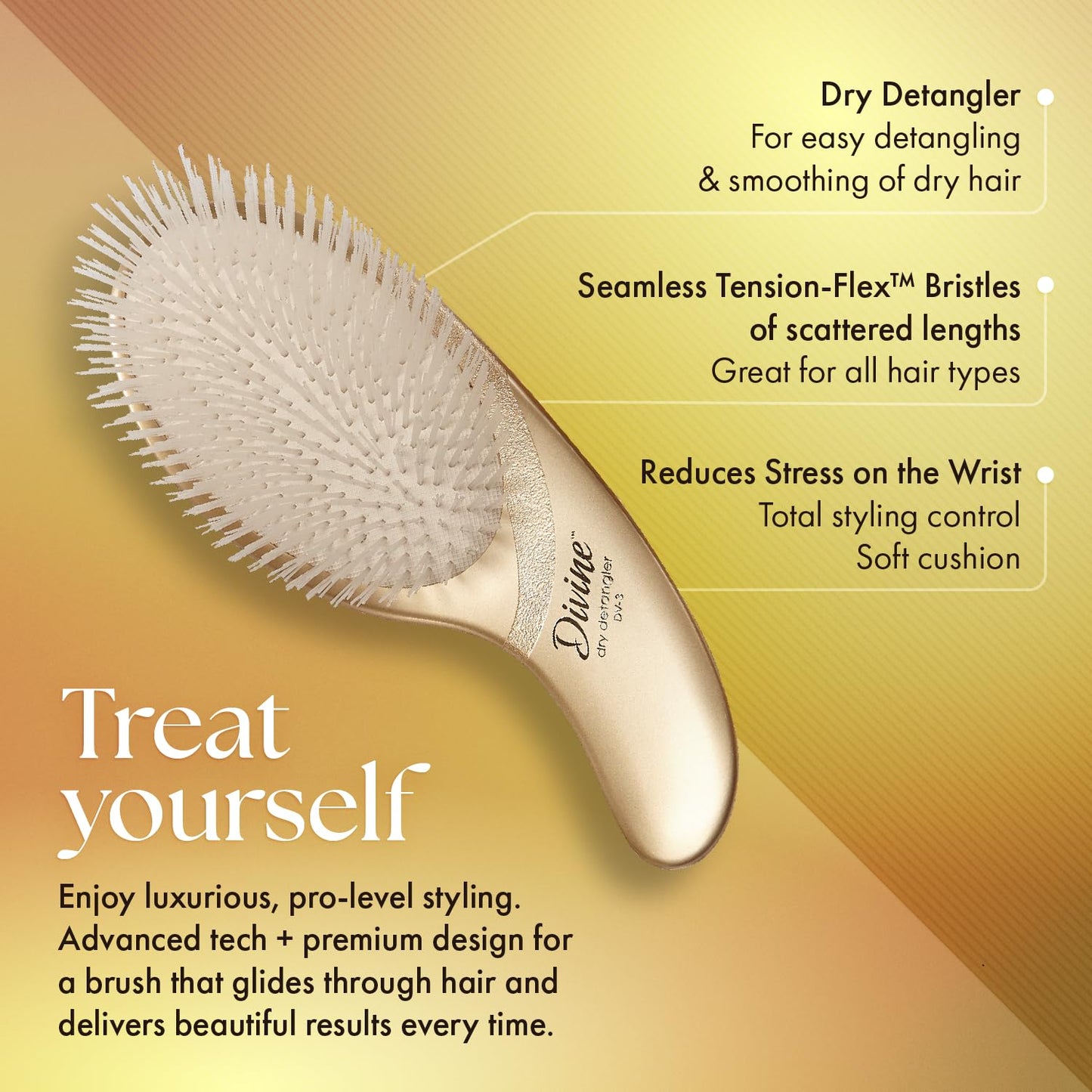 Olivia Garden Divine Paddle Brush for Women and Men - Professional Hair Brush for Thick and Fine Hair - Ideal for Straight, Wavy, and Curly Hair - Ergonomic Design