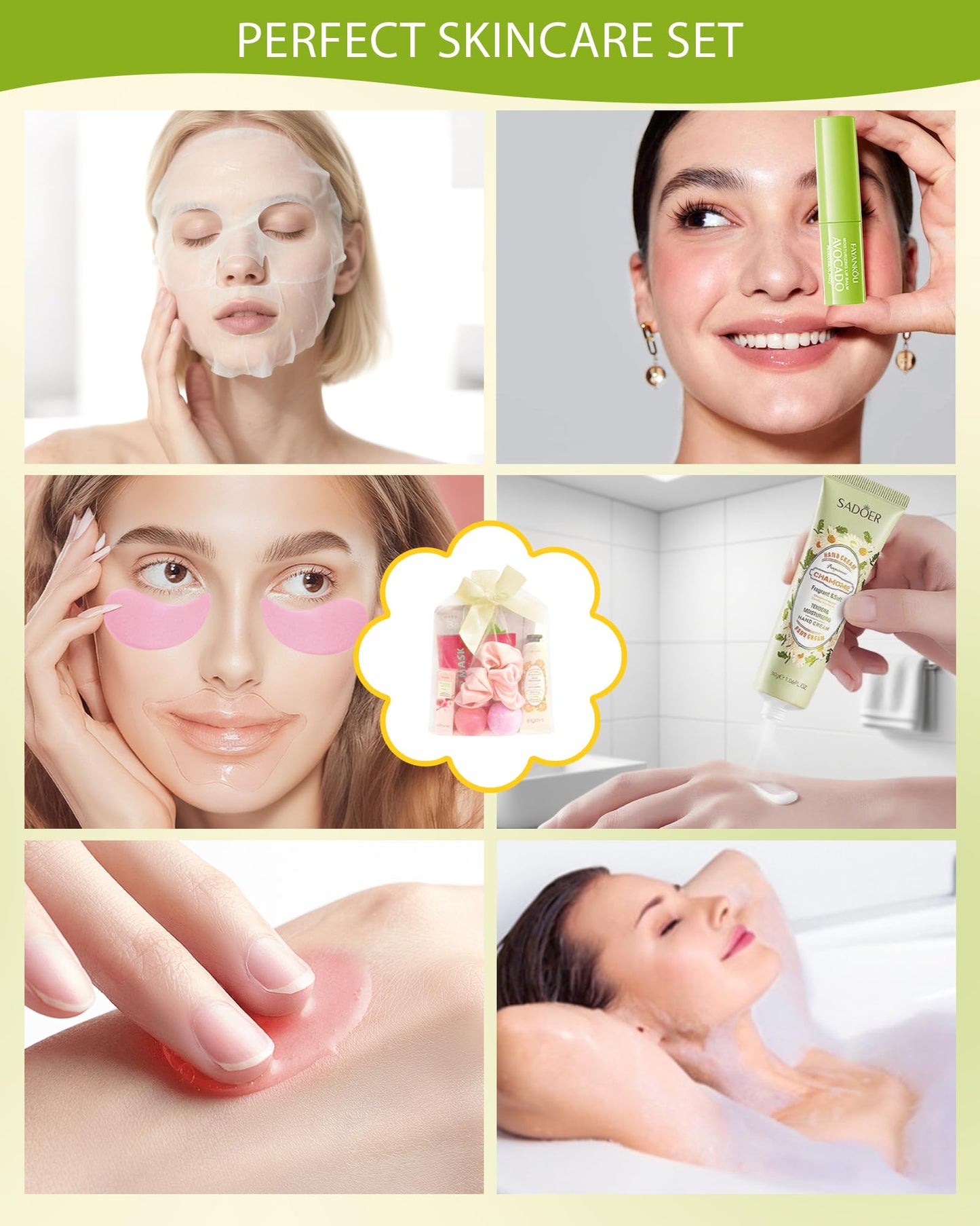 60 PCS Spa Party Supplies,Spa Party Favors kits Include Face Masks Skincare,Hand Cream, Lip Balm,Under Eye Patches,Lip Mask,Foot Bath Bombs,Women Ideal Gift Bulk Birthday Sleepover Spa Party