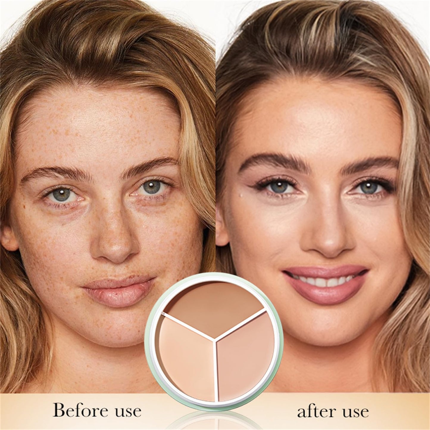 Artistic Tri Color Concealer Palette Waterproof Tri Color Foundation Cover Full Coverage Face Concealer Makeup Highlight Contour Palette (2 Pack)