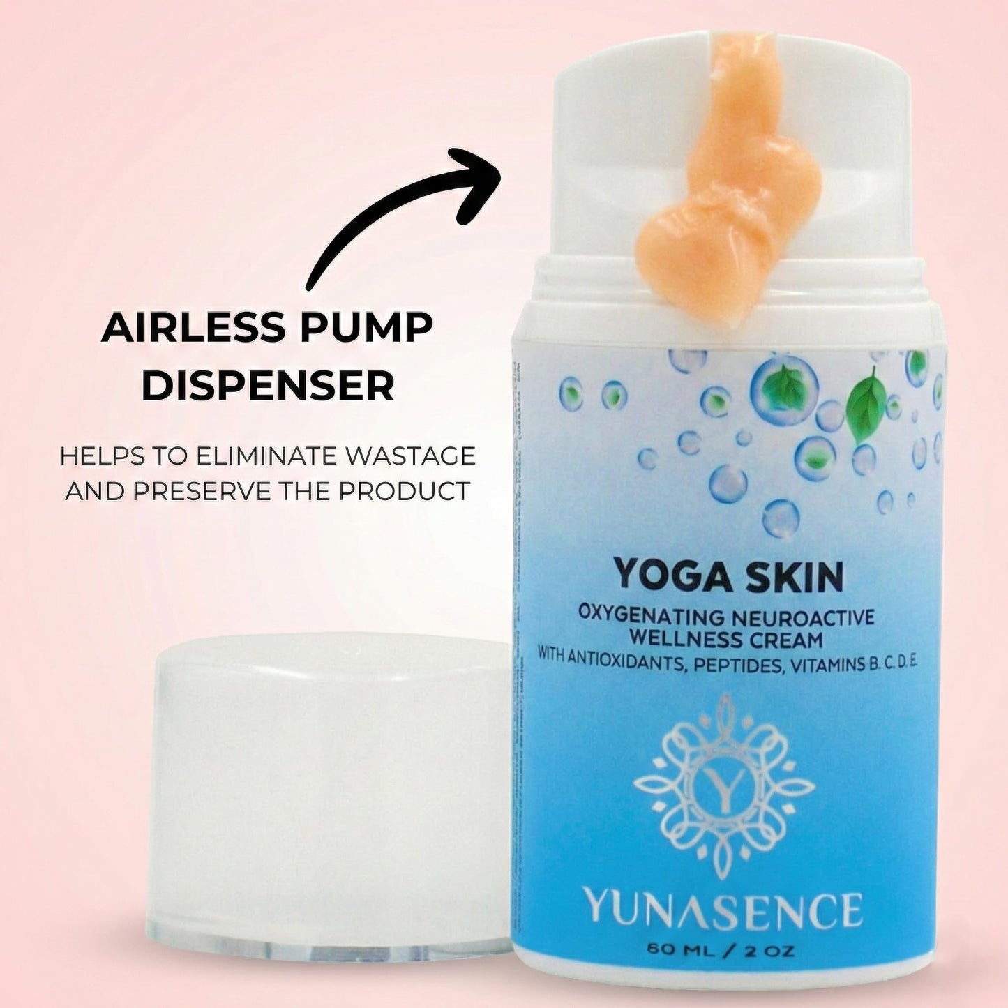 Yunasence YOGA SKIN Oxygenating Neuroactive Wellness Cream, with Antioxidants, Vitamins B. C. D. E. For Radiant, Smooth and Healthier - Looking Skin.