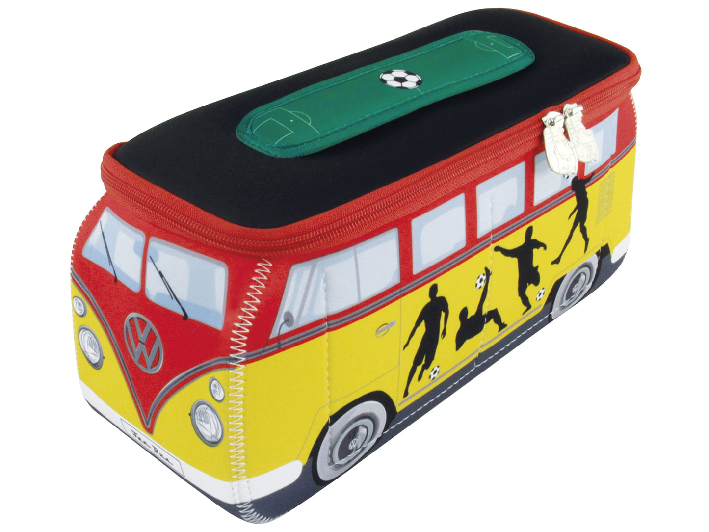 BRISA VW Collection - Volkswagen Neoprene Universal Makeup Cosmetics Toiletry Travel Pharmacy Bag in T1 Bus Design (Soccer/Multicolor) (Small (9.1 x 4.3 x 3.1 inches))