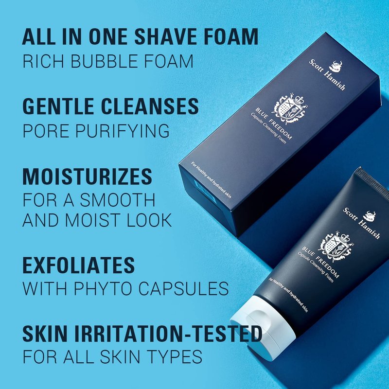 Scott Hamish Freedom Capsule Cleansing Foam - Exfoliating Face Scrub & Gentle Cleanser for Men | Moisturizing Cica Wash, 5.07 fl. oz.