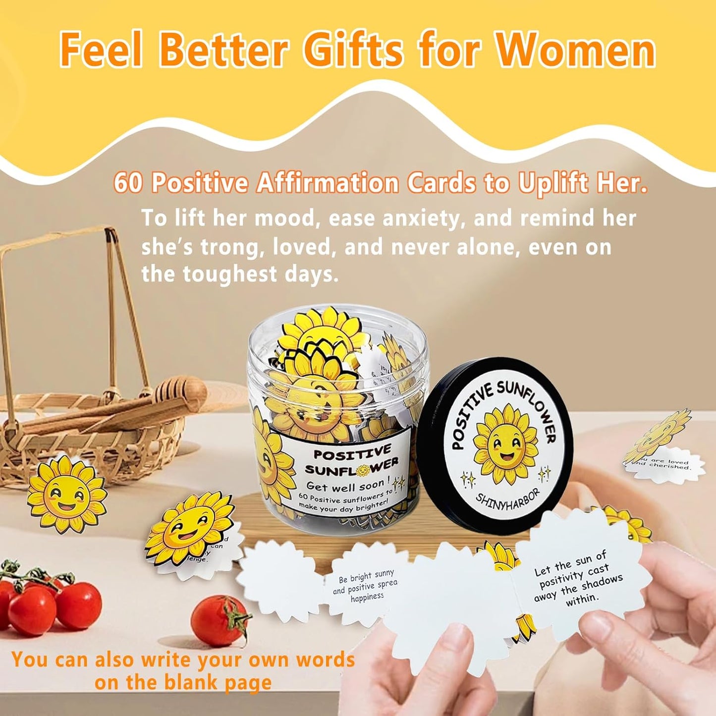 Get Well Soon Gift Basket - Unique Sunshine Care Package with Inspirational Sunflower | Healing Gifts for Women & Men