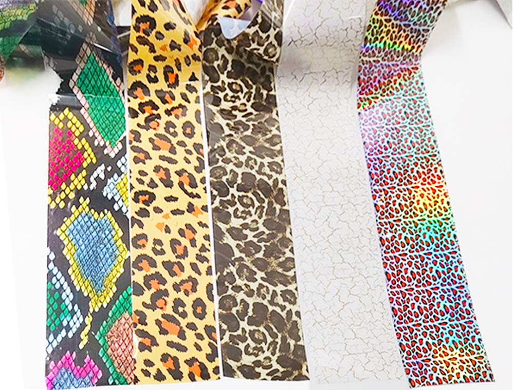 CHANGAR Animal Skin Nail Art Foil Transfer Decals Serpentine Leopard Print Tiger Snake Skin Pattern Fish Scale Nail Foil A...