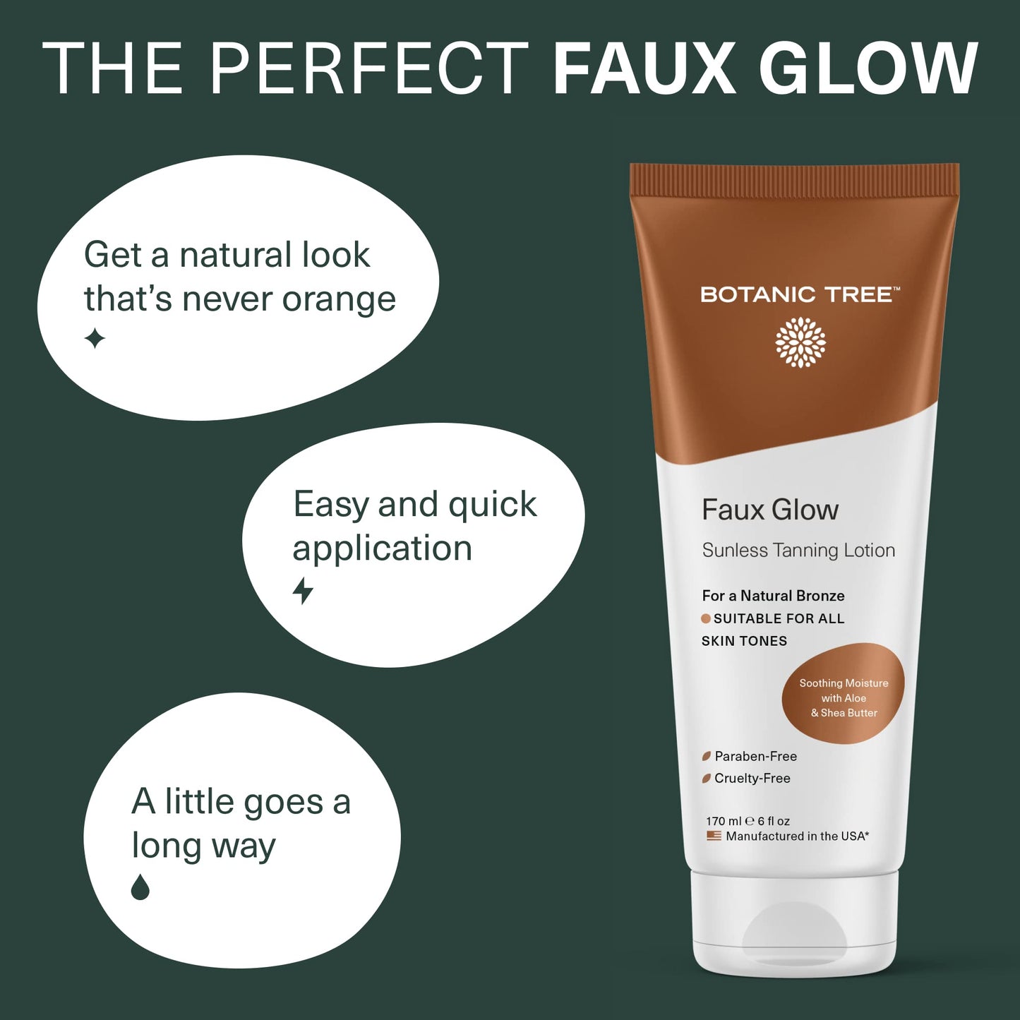Botanic Tree Self Tanner - Sunless Tanner for Natural-Looking Fake Tan-Herbal Self Tanning Lotion for Flawless Bronzer Skin-Instant Face and Body Tanner for Fair and Dark Skin.