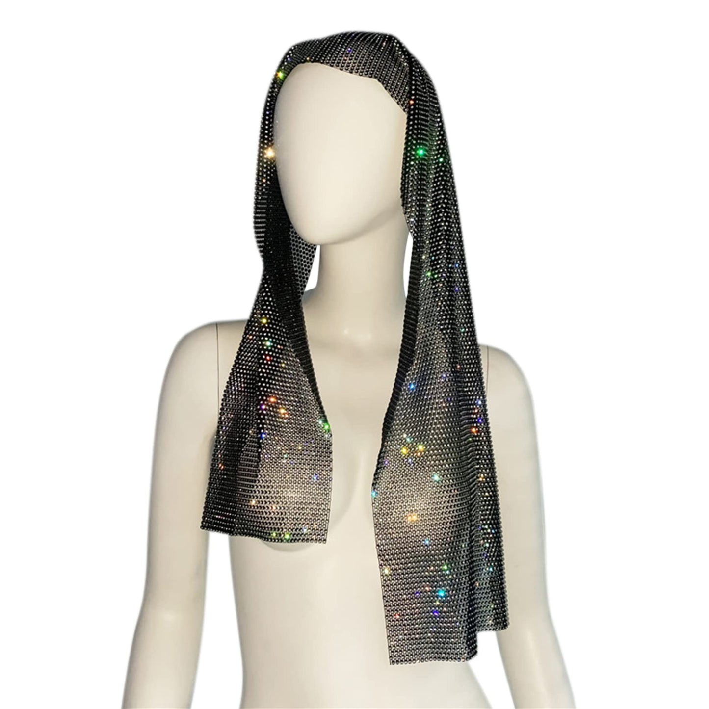 Eilova Orityle Sparkly Rhinestone Mesh Headband Crystal Head Scarf Kerchiefs Turban Party Nightclub Rave Edge Hair Bandana