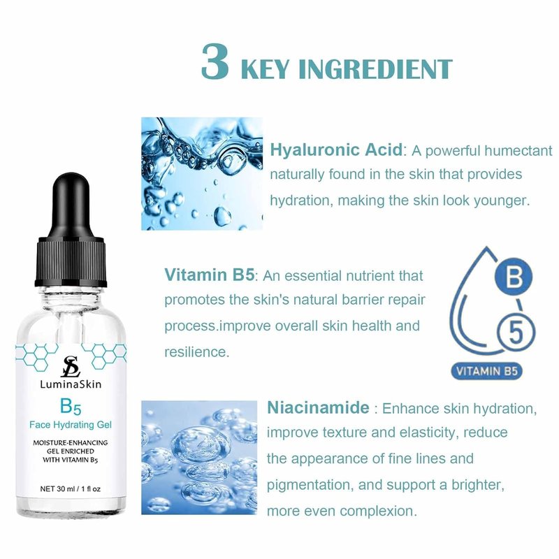 Hydrating Vitamin B5 Gel - Moisture-Enhancing Hyaluronic Acid Serum for Face | Anti-Aging, 30 ml
