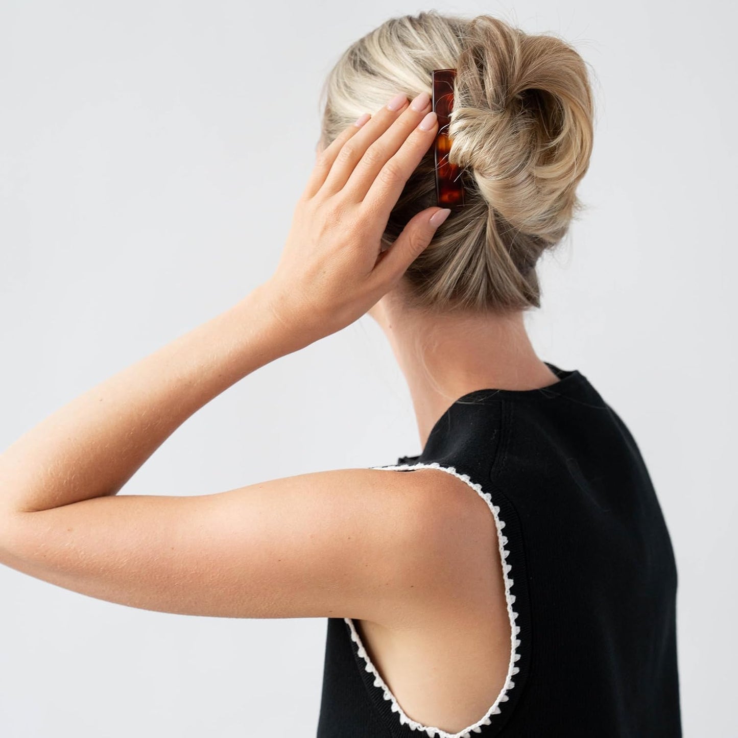 Tortoise Hair Barrette for Thin Hair - Classic Rectangle French Clip | Lightweight, Strong Hold