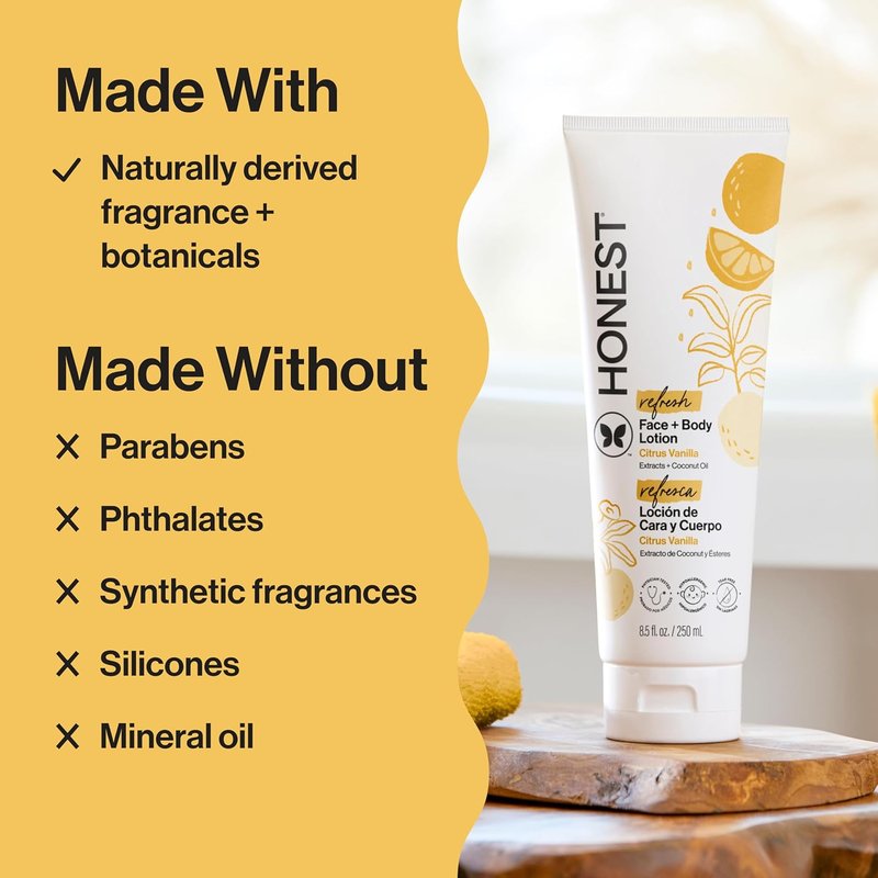 Hydrating Face & Body Lotion - Fast Absorbing, Hypoallergenic Citrus Vanilla | 8.5 fl oz