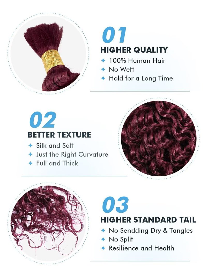 Human Braiding Hair for Boho Braids 100g 16 Inch Chocolate Brown Curly Boho Hair for Braiding Knotless 12A Deep Wave Bulk Bohemian 2 Bundles/Pack Color 4