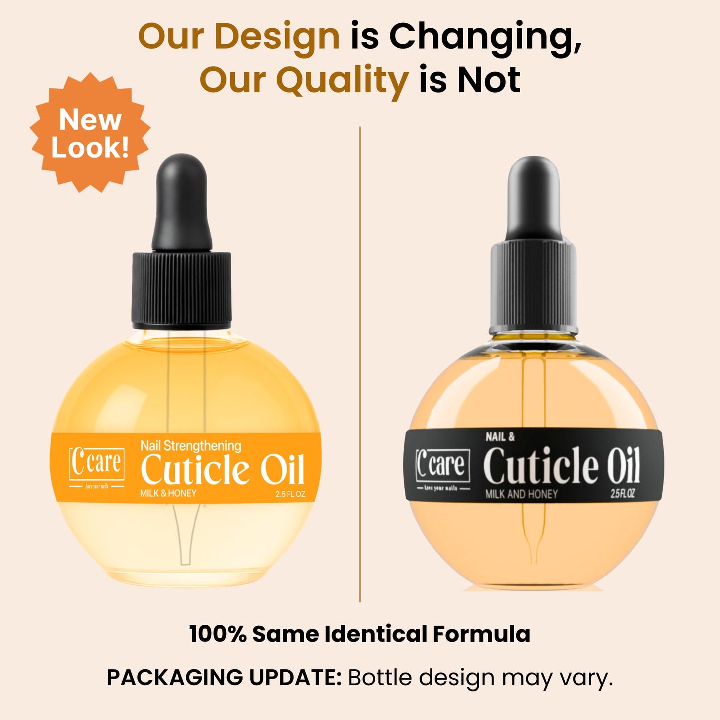 C CARE Cuticle Oil For Nails - Milk and Honey Nail Oil - Repairs Moisturizes and Strengthens Nails and Cuticles Overnight - Dropper & Brush included - Large 2.5 oz bottle