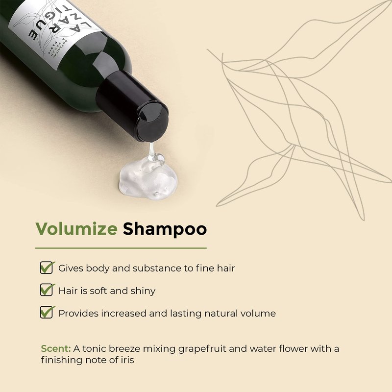 Lazartigue Volumize Shampoo, Rice Proteins, Adds Body & Shine to Fine Hair, Vegan, Sulfate & Silicone Free, 8.4 Fl Oz